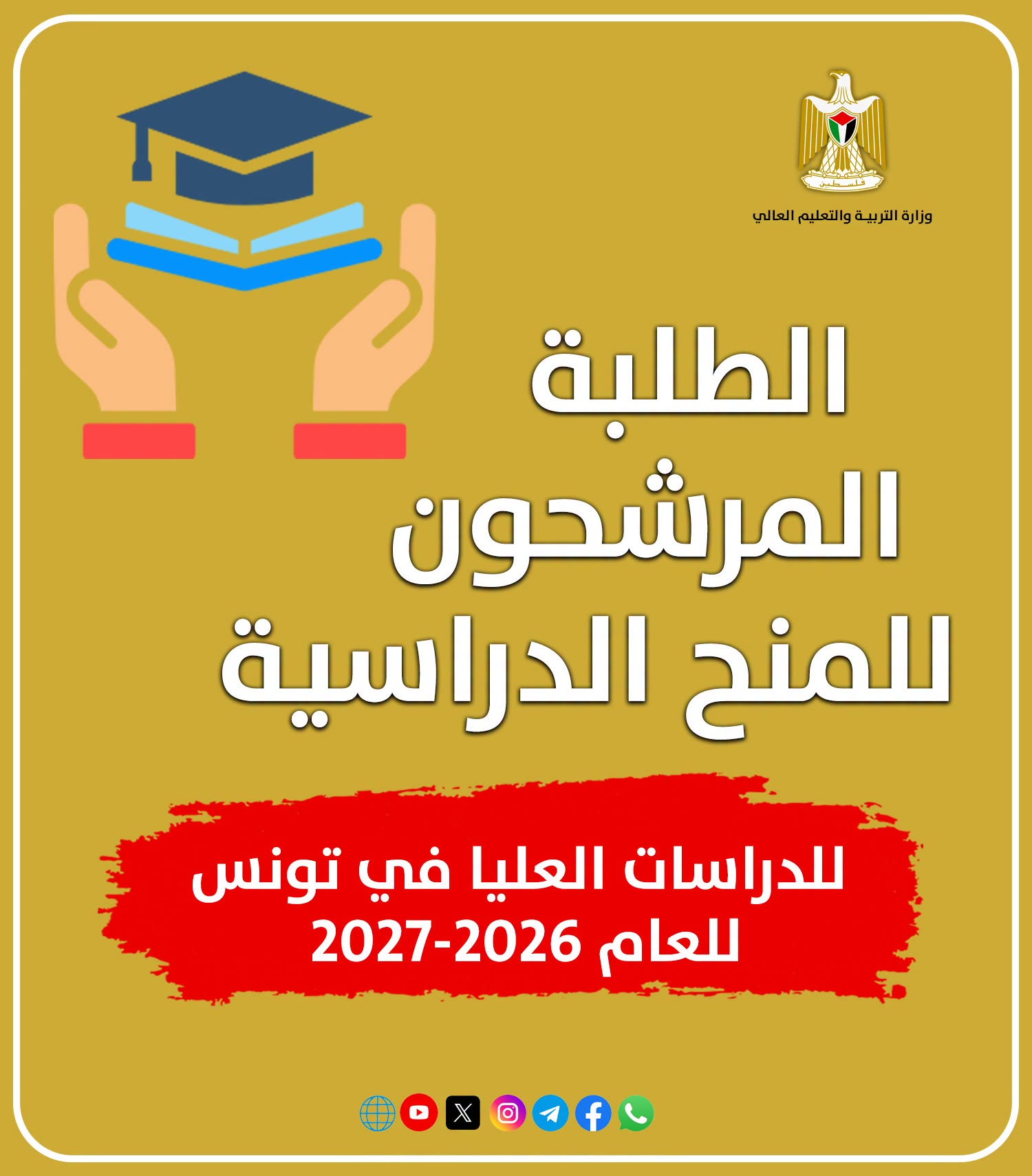 الطلبة المرشحون للمنح الدراسية في تونس للدراسات العليا للعام 2026-2027